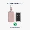Husa Cheie Auto pentru Renault / Dacia - 4 Butoane - Keyless Go, kwmobile, Piele naturala, Roz, 54669.02