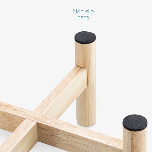 Set 2 Boluri de ceramica pentru animale Navaris cu suport din lemn, 300 ml, 56079.04