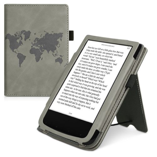 Husa pentru PocketBook Touch Lux 5 / Touch Lux 4 / Touch HD 3, Piele ecologica, Gri, kwmobile, 54817.05