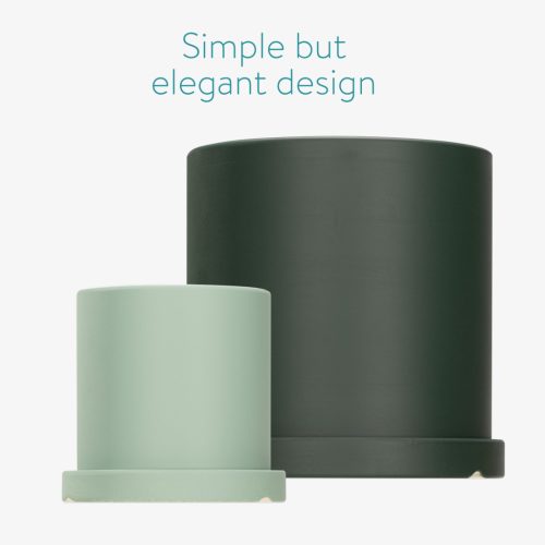 Set 2 ghivece pentru plante Navaris, ceramica, 17 cm si 11 cm, cu farfurii, 56332.3.07