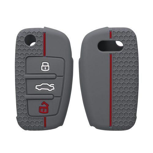 Husa Cheie Auto pentru Audi - 3 Butoane, kwmobile, Silicon, Gri, 53134.12