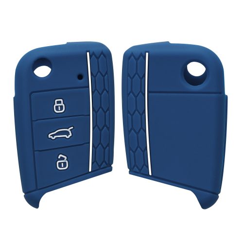 Husa Cheie Auto pentru VW / Skoda / Seat - 3 Butoane, kwmobile, Silicon, Albastru, 46967.18