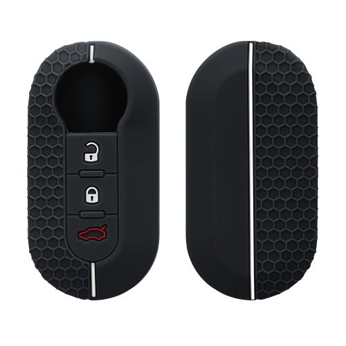 Husa Cheie Auto pentru Fiat / Lancia - 3 Butoane, kwmobile, Silicon, Negru, 56383.03