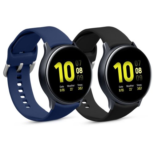 Set 2 Curele pentru Samsung Galaxy Active 2 40mm / 44mm, kwmobile, Silicon, Albastru / Negru, 56652.01