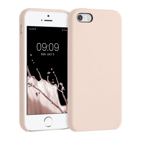 Husa Apple iPhone 5s / iPhone SE, Silicon, Crem, 42766.225