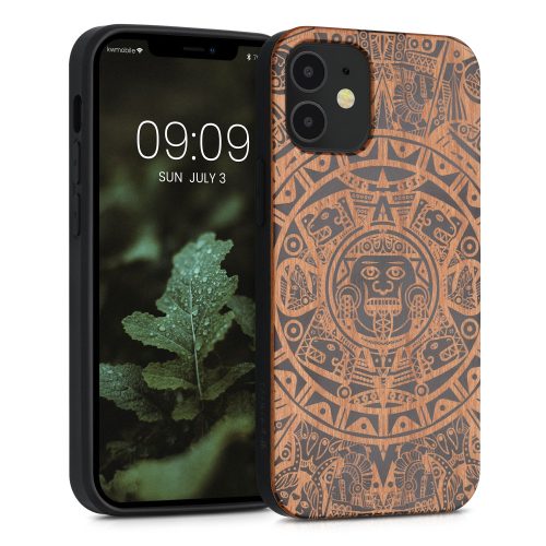 Husa Apple iPhone 12 Mini, Lemn, Maro, 52733.07