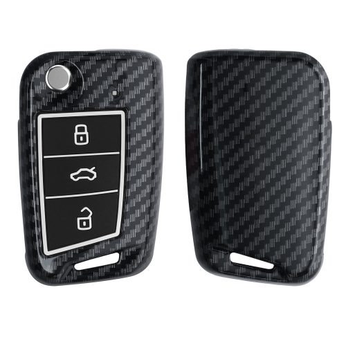 Husa Cheie Auto pentru VW / Skoda / Seat - 3 Butoane, kwmobile, Plastic, Negru / Gri, 56729.03