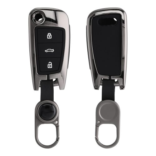 Husa Cheie Auto pentru Audi - 3 Butoane, kwmobile, Aliaj zinc, Gri / Negru, 56927.19