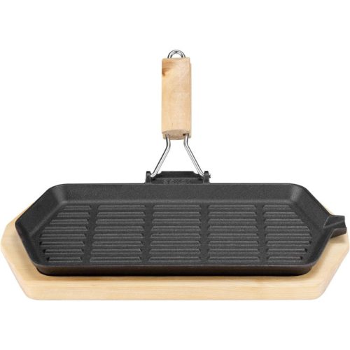 Tigaie din fonta Navaris / Carne / Legume cu baza din lemn de mesteacan si maner detasabil - 34 x 20,5 cm, 57022.01