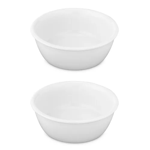 Set de 2 boluri Navaris pentru apa si hrana, caini/pisici, Alb, Ceramica, 57207.2