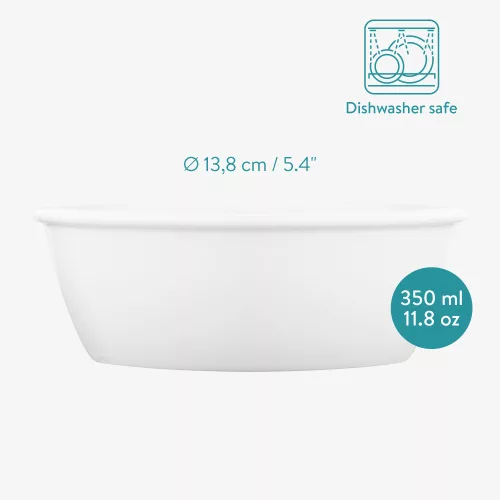 Set de 2 boluri Navaris pentru apa si hrana, caini/pisici, Alb, Ceramica, 57207.2