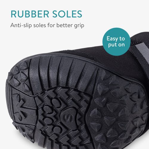 Papuci antiderapanti pentru caini Navaris marimea S, Negru,Textil, 57209.1