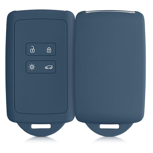 Husa Cheie Auto pentru Renault 4 Butoane - Smart Key, Kwmobile, Albastru, Silicon, 48035.202