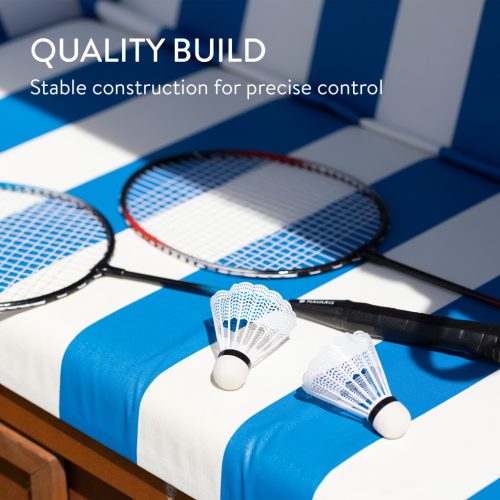 Set rachete badminton Navaris, 4 rachete 65.5/54 cm, 3 fluturasi, geanta, multicolor, metal/plastic