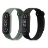 Set 2 Curele pentru Xiaomi Mi Smart Band 6/Mi Band 6/Mi Band 5, Kwmobile, Negru/Verde, Silicon, 57428.04