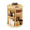 Organizator machiaj rotativ Navaris, 25x30.5 cm, 4 compartimente, 360, maro, bambus