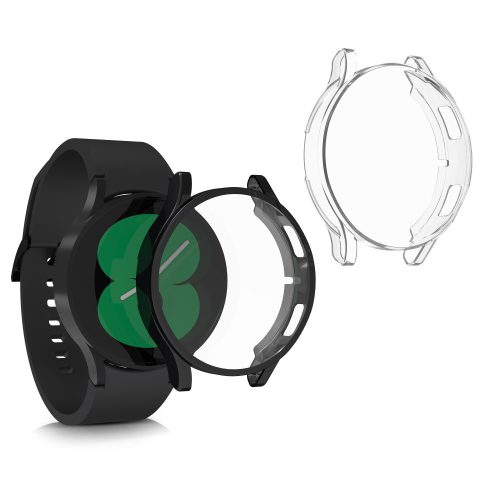 Set 2 Huse pentru Samsung Galaxy Watch 4 (40mm), Kwmobile, Negru/Transparent, Silicon, 56188.02