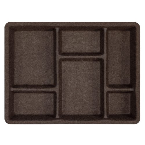 Tava organizatoare sertar Navaris, cu compartimente, 40.5x30.5x6 cm, maro, plastic/fetru