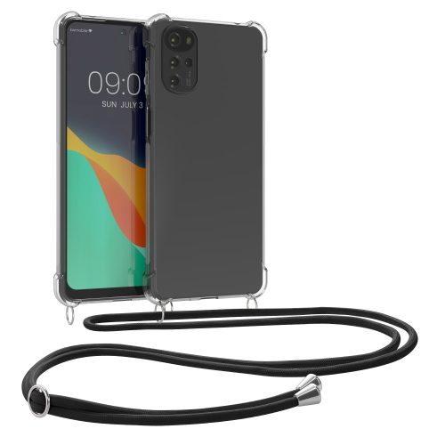 Husa Motorola Moto G22, Silicon, Transparent/Negru, 58213.01
