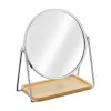 Oglinda cosmetica Navaris, tava pentru bijuterii, 2x marire, 17.5x20.5 cm, argintiu, sticla/metal