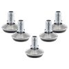 Set 5 Picioare pentru scaun de birou tija 11 mm, Kwmobile, Argintiu/Negru, Otel, 56094.05
