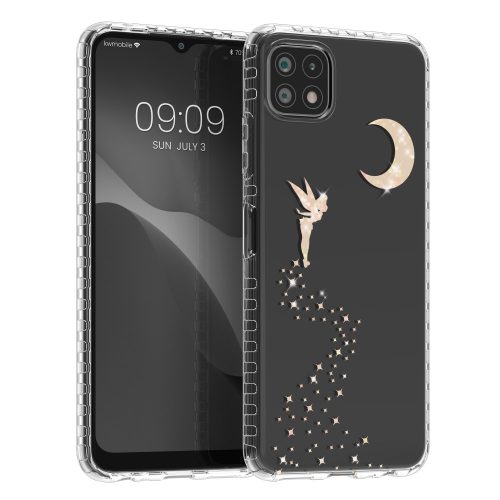 Husa Samsung Galaxy A22 5G, Silicon, Transparent/Auriu, 58363.01