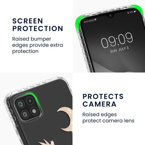 Husa Samsung Galaxy A22 5G, Silicon, Transparent/Auriu, 58363.01