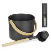 Set 3 accesorii sauna Navaris, galeata, lada si clepsidra, 24x19 cm, usor de utilizat, 58372.01