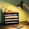 Organizator documente Navaris, 33x24.5x26 cm, rafturi reglabile, birou, negru, MDF/bambus