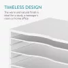 Organizator documente Navaris, 33x24.5x26 cm, rafturi reglabile, birou, alb, MDF/bambus