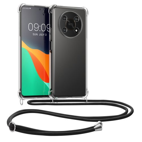 Husa Honor Magic 4 Lite 5G, Silicon, Transparent/Negru, 58581.01