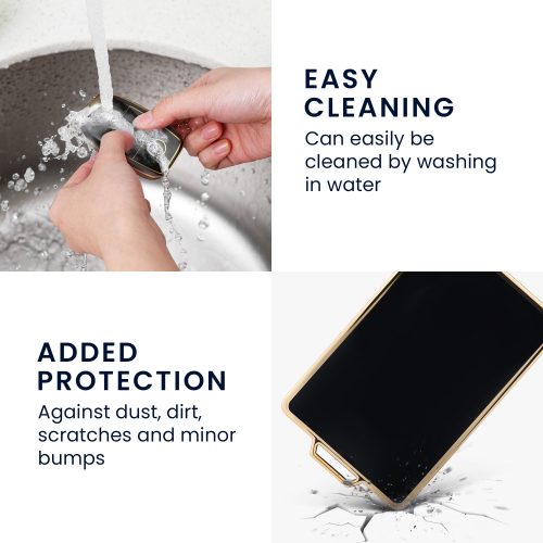 Husa Cheie Auto pentru Tesla Model 3/Model Y, Kwmobile, Negru/Auriu, Silicon, 58600.01