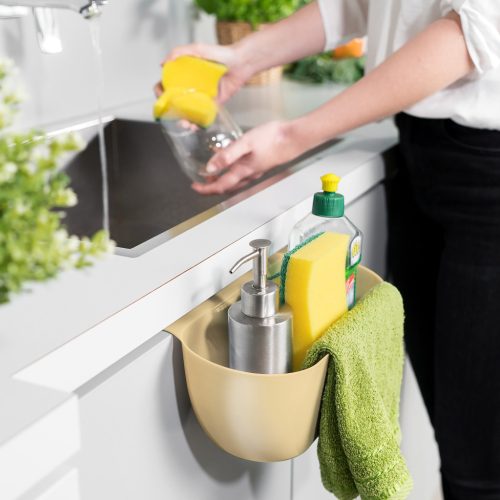 Set 2 cosuri suspendabile Navaris, peste usa, 3.8 L fiecare, 28x13.5x11 cm, alb/bej, metal