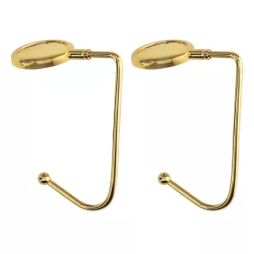   Set 2 Carlige de masa pentru genti, Kwmobile, Auriu, Zinc, 53131.03