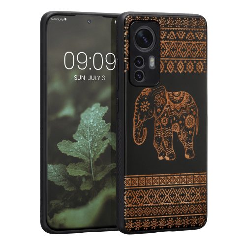 Husa Xiaomi 12/12X, Lemn, Maro/Negru, 56788.05