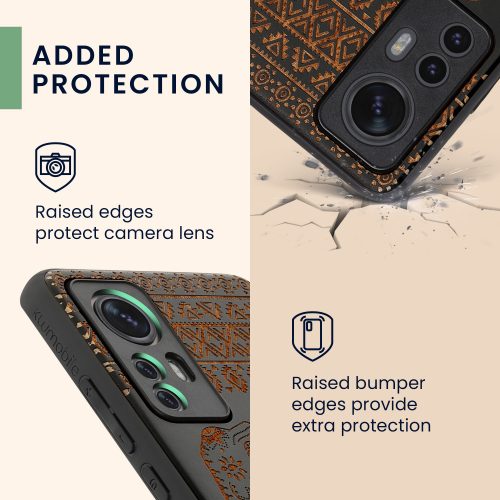 Husa Xiaomi 12/12X, Lemn, Maro/Negru, 56788.05