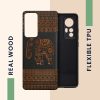 Husa Xiaomi 12/12X, Lemn, Maro/Negru, 56788.05