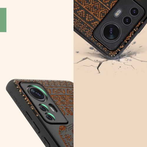 Husa Xiaomi 12/12X, Lemn, Maro/Negru, 56788.05