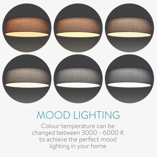 Plafoniera LED tavan Navaris, 22W, diametru 32 cm, telecomanda, gri/gri deschis, plastic/metal