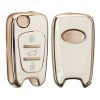 Husa Cheie Auto pentru Hyundai 3 Butoane, Kwmobile, Alb/Auriu, Silicon, 56000.02