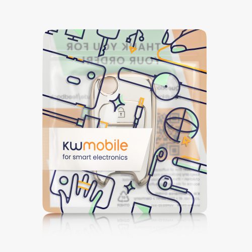 Husa Cheie Auto pentru Hyundai 3 Butoane, Kwmobile, Alb/Auriu, Silicon, 56000.02