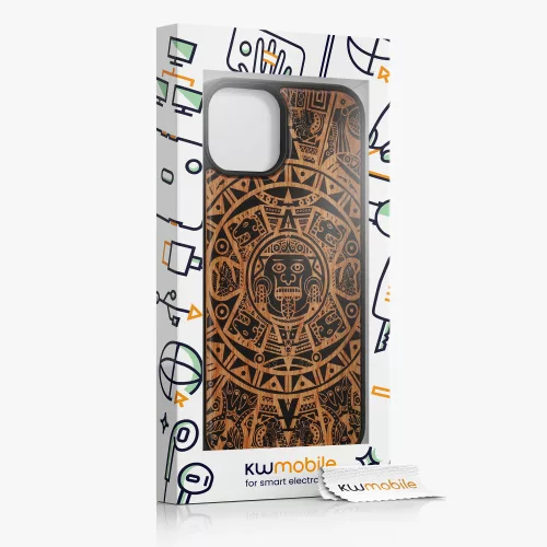 Husa Apple iPhone 14, Lemn, Maro/Negru, 59124.02