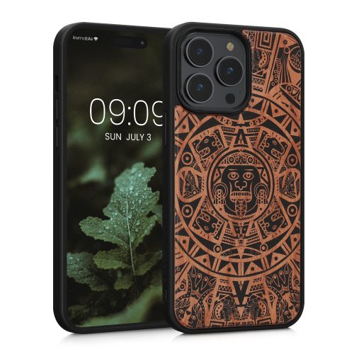 Husa Apple iPhone 14 Pro Max, Lemn, Maro/Negru, 59127.02