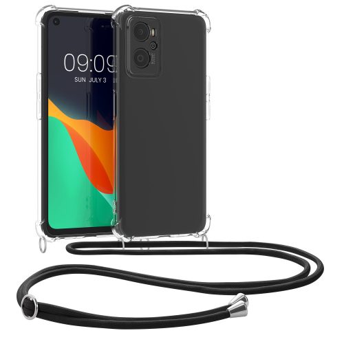 Husa OPPO A76/A96, Silicon, Transparent/Negru, 59149.01