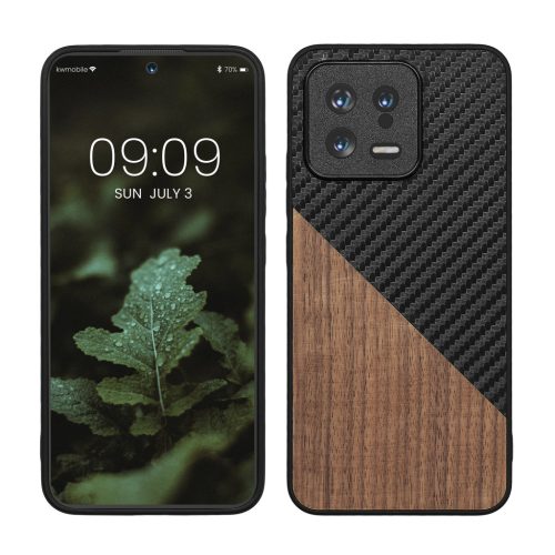 Husa Xiaomi 13 5G, Maro/Negru, Lemn/Silicon, 60705.01