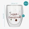 Set 4 pahare vin Navaris cu perete dublu, 350 ml, design Craciun, sticla borosilicata, 60991.01
