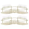 Set 2 rafturi dus colt Navaris, autoadezive, 26.5x26.5x7 cm, auriu, metal