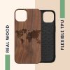 Husa Apple iPhone 14, Lemn, Maro/Negru, 59124.03