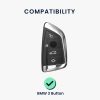 Husa Cheie Auto Kwmobile pentru BMW 3 Butoane, Smart Key, Gri/Negru, Plastic, 56724.03