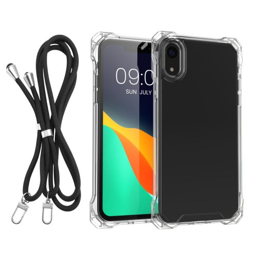 Husa cu jnur detasabil Apple iPhone XR, Transparent/Negru, Policarbonat, 61618.01